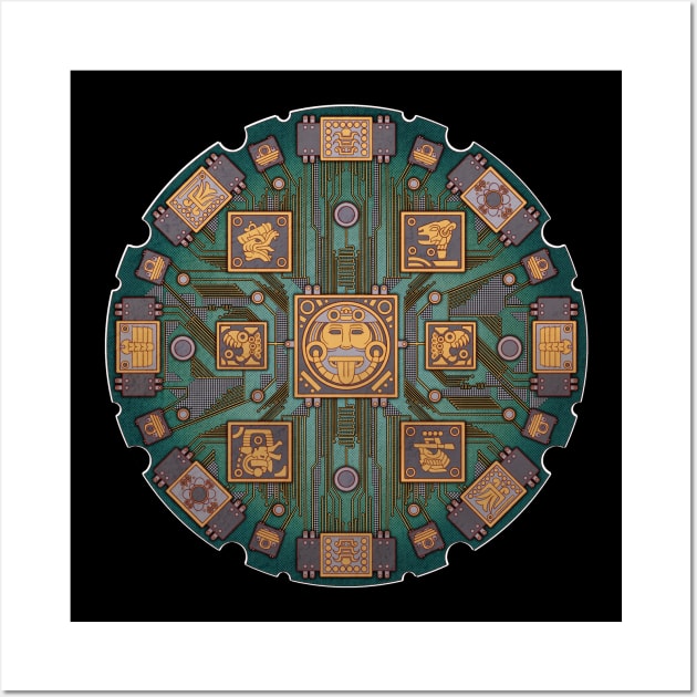 Mayan Circuit Board Wall Art by blackdrawsstuff